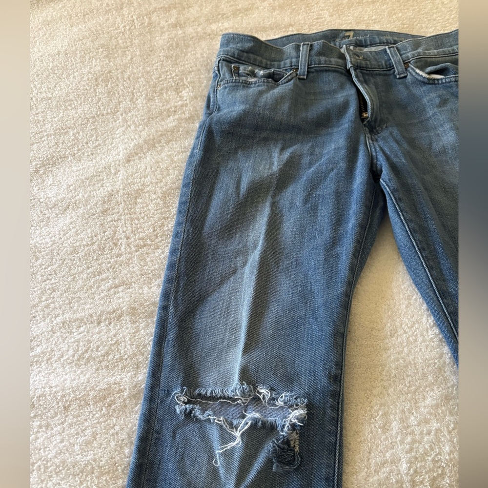7 For all mankind Men’s Classic Blue Distressed Slimmy Jeans Size 34 - Picture 6 of 13